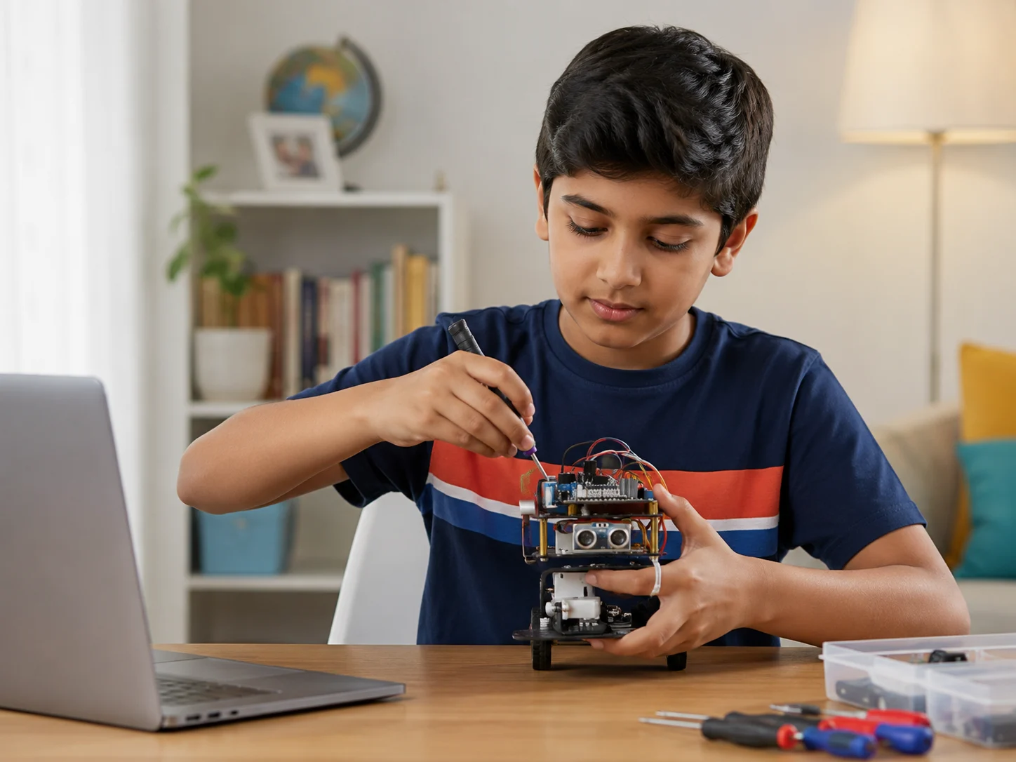 Kids in live online robotics classes with Concept Mastery and Playto Labs